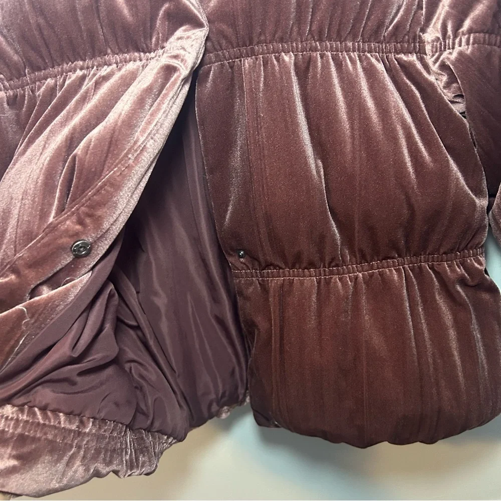 Zara Mauve Velvet Snap Button Puffer Jacket Size 11-12 Kids
